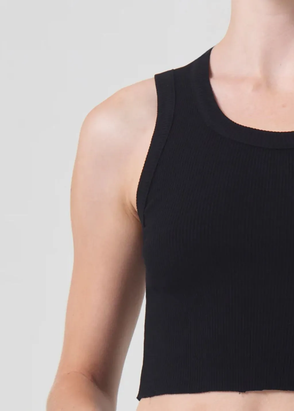 AGOLDE Cropped Poppy Tank in Black