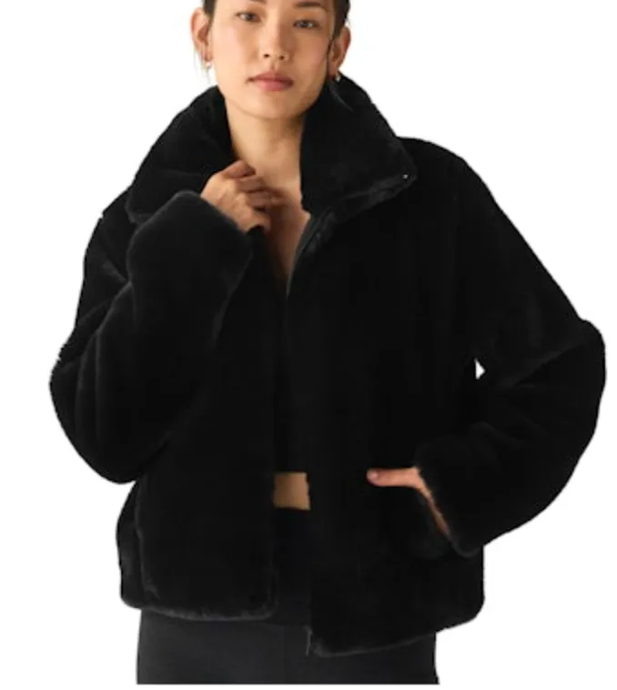 Beyond Yoga On the List Faux Fur Jacket