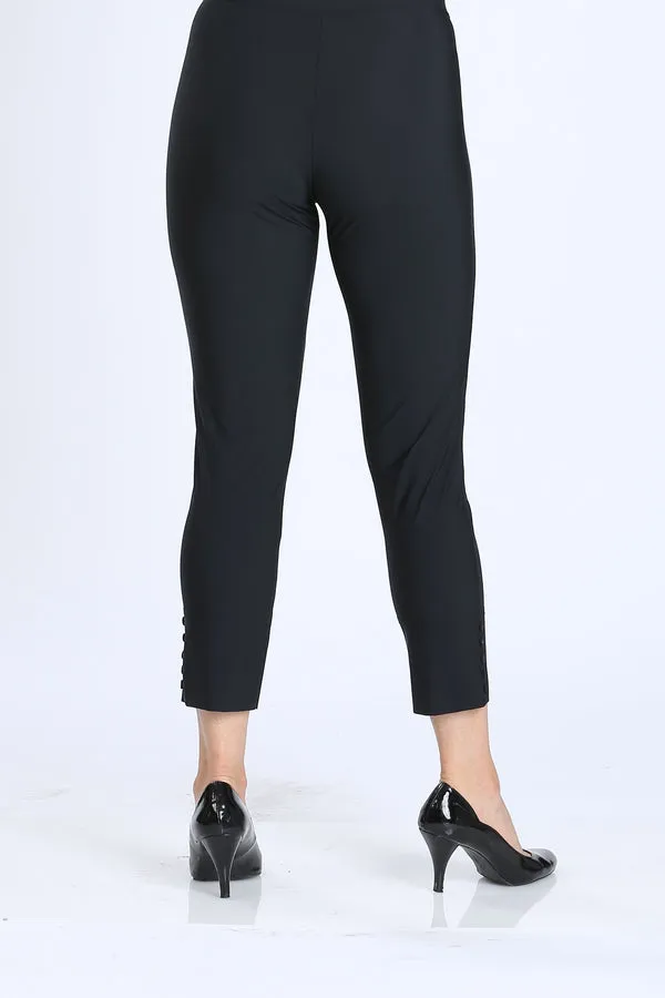 Black Straight Leg Pant with Buttons