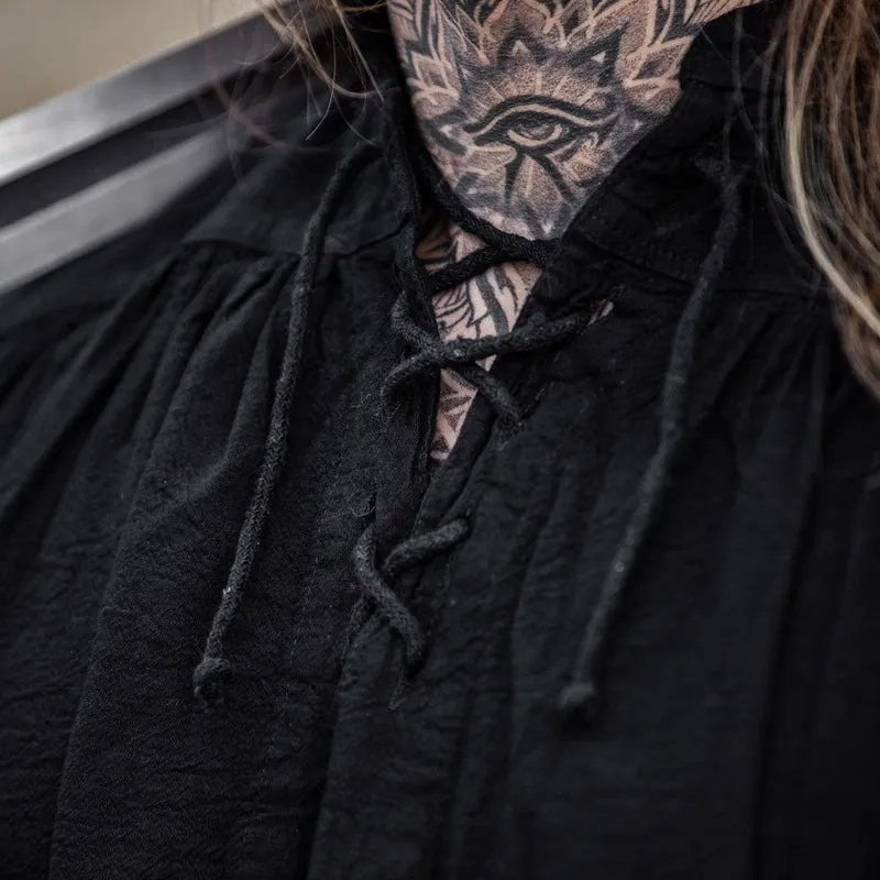 Black Wide Cut Medieval Shirt - Soft Cotton