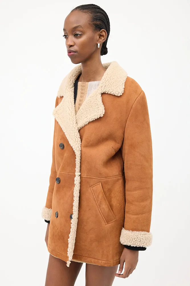 Brown Suede Sherpa Lined Coat