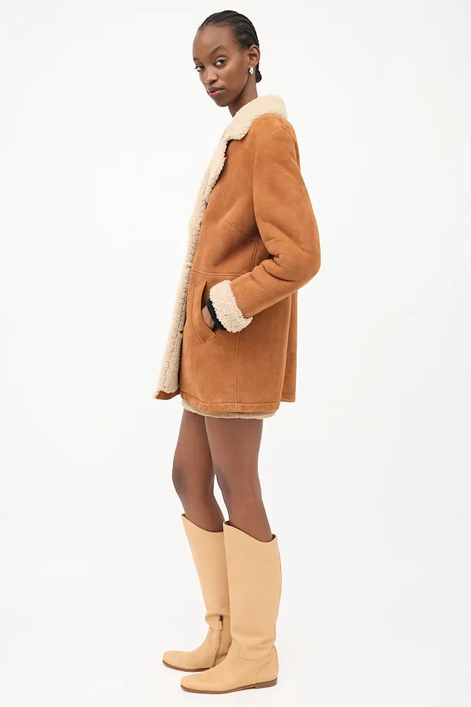 Brown Suede Sherpa Lined Coat