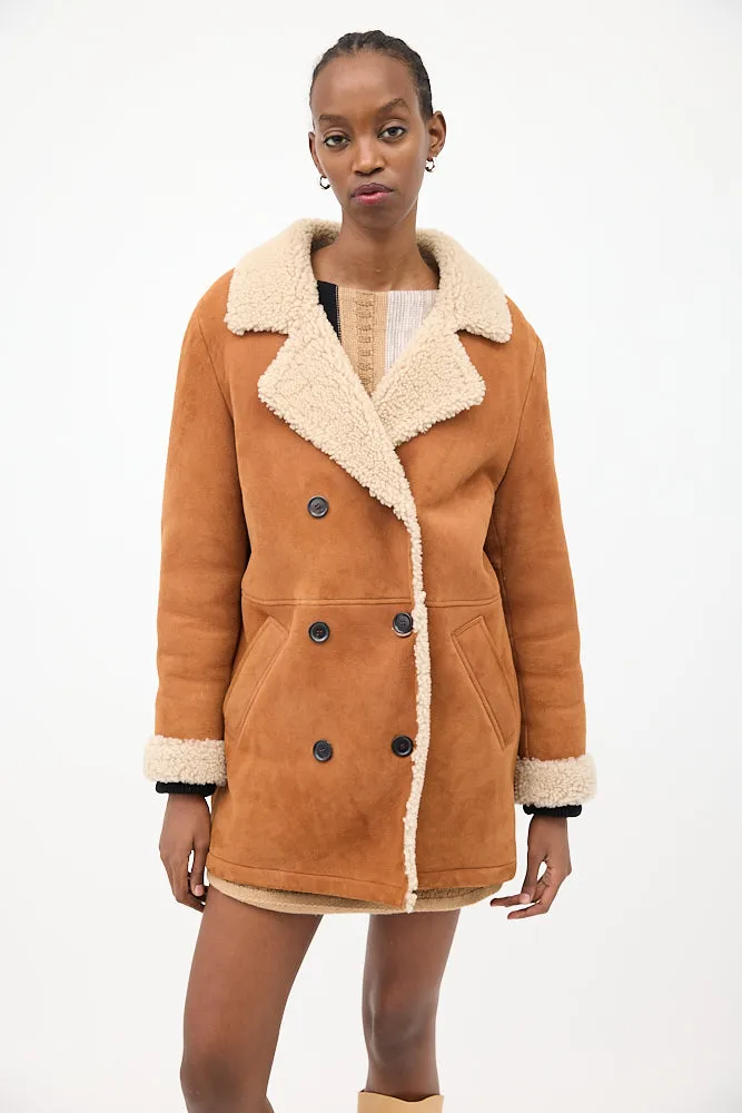 Brown Suede Sherpa Lined Coat