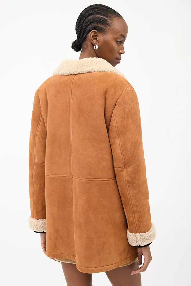 Brown Suede Sherpa Lined Coat