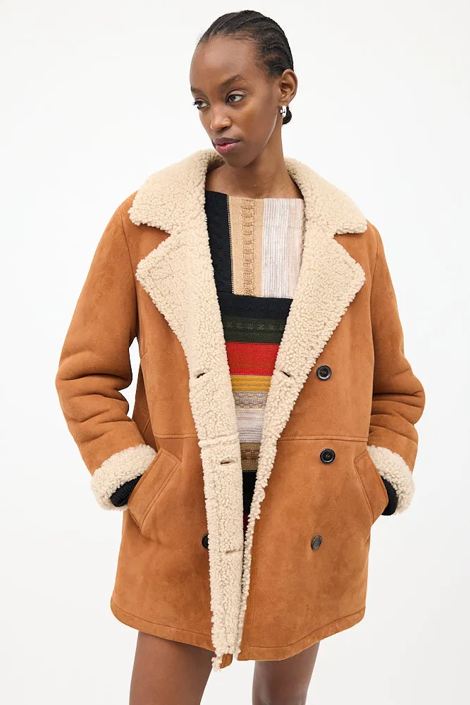 Brown Suede Sherpa Lined Coat