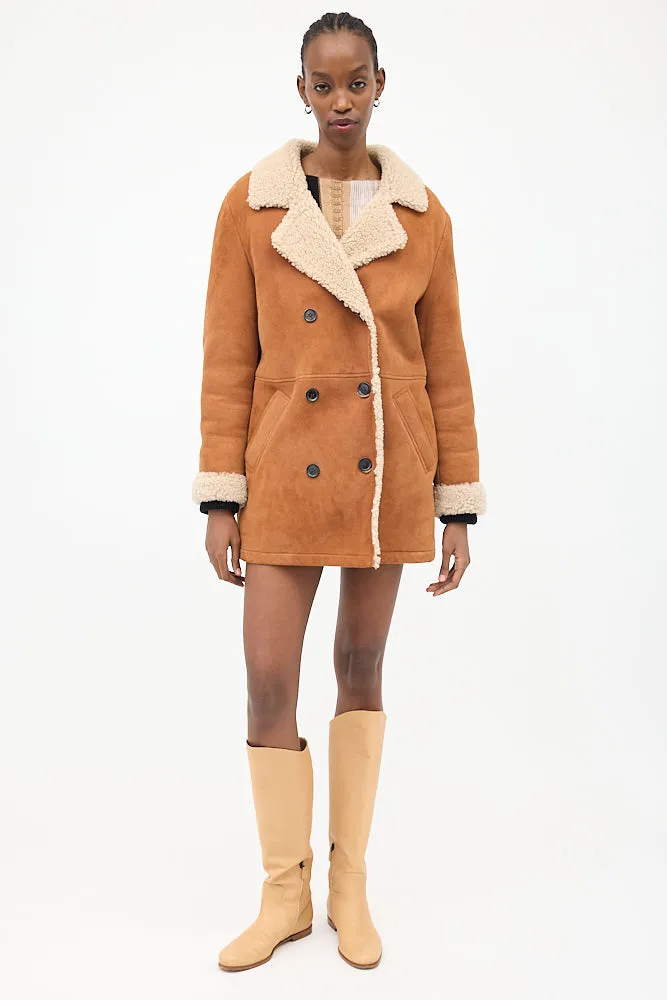 Brown Suede Sherpa Lined Coat