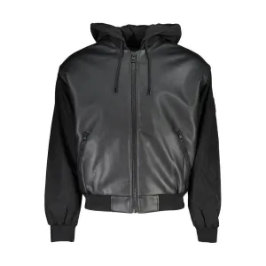 Calvin Klein Sleek Black Contrast-Trim Jacket with Hood