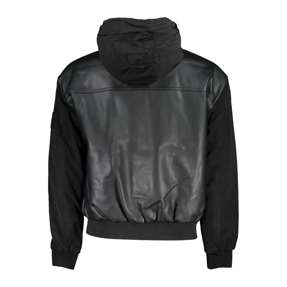 Calvin Klein Sleek Black Contrast-Trim Jacket with Hood