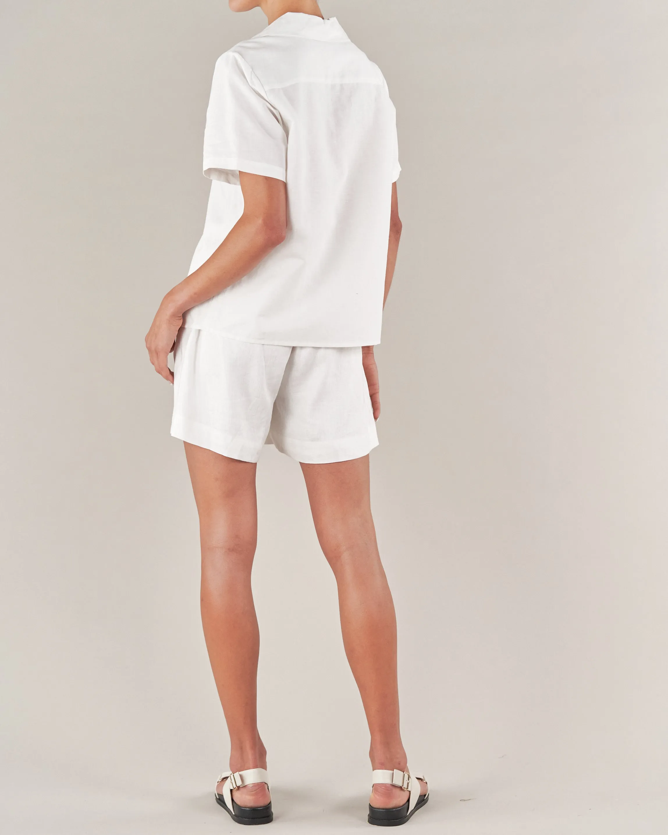 Cancun Linen Short - White