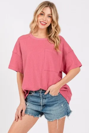 Cesfemme Textured Drop Shoulder T-Shirt