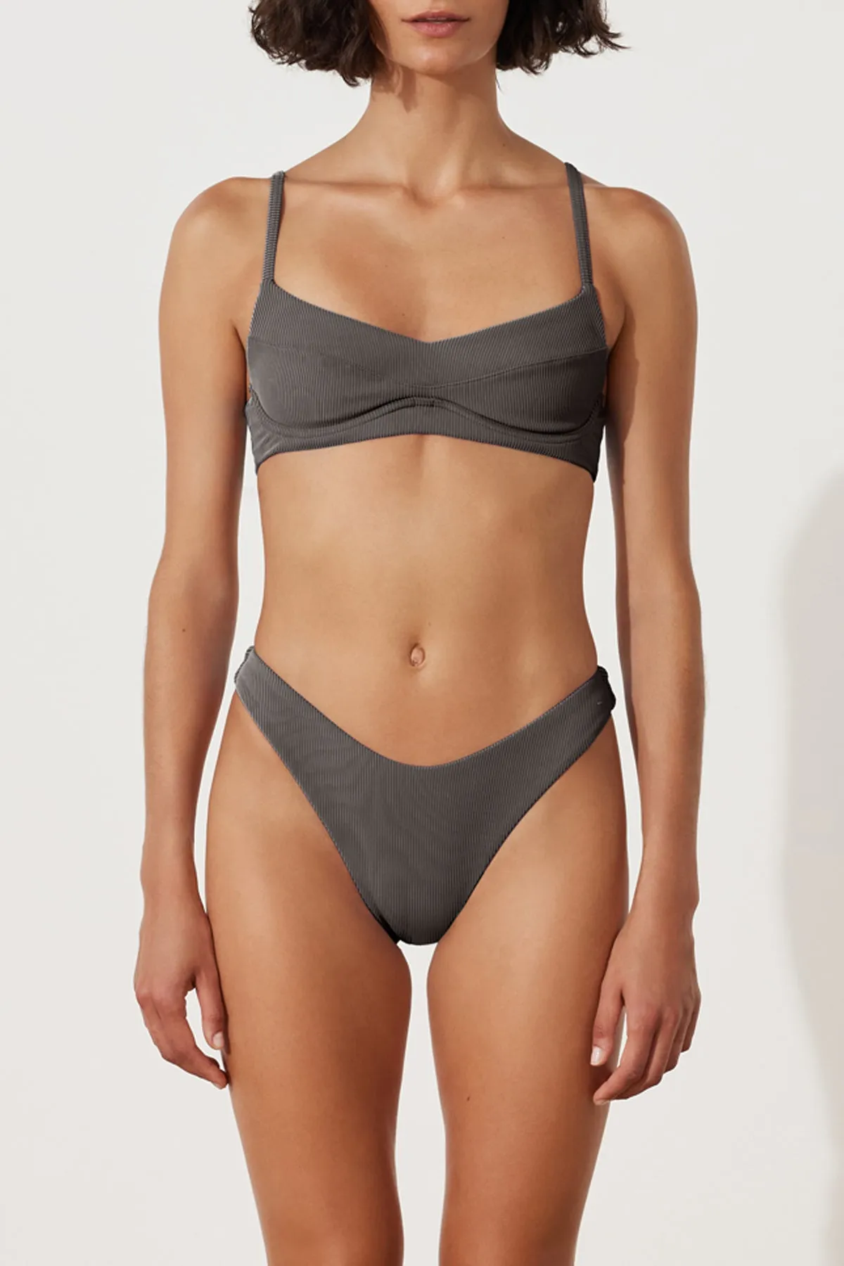 Charcoal Stripe Balconette Bra Cup