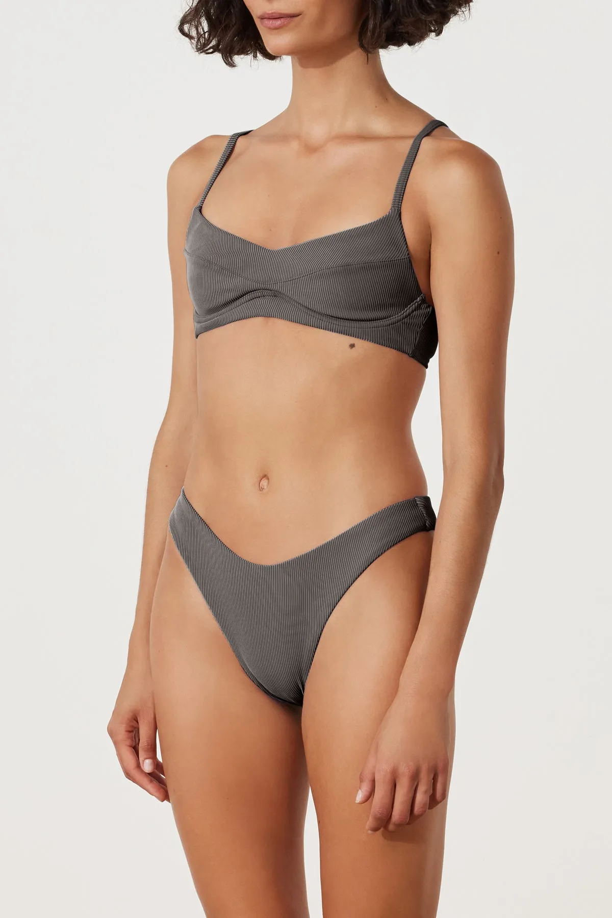 Charcoal Stripe Balconette Bra Cup