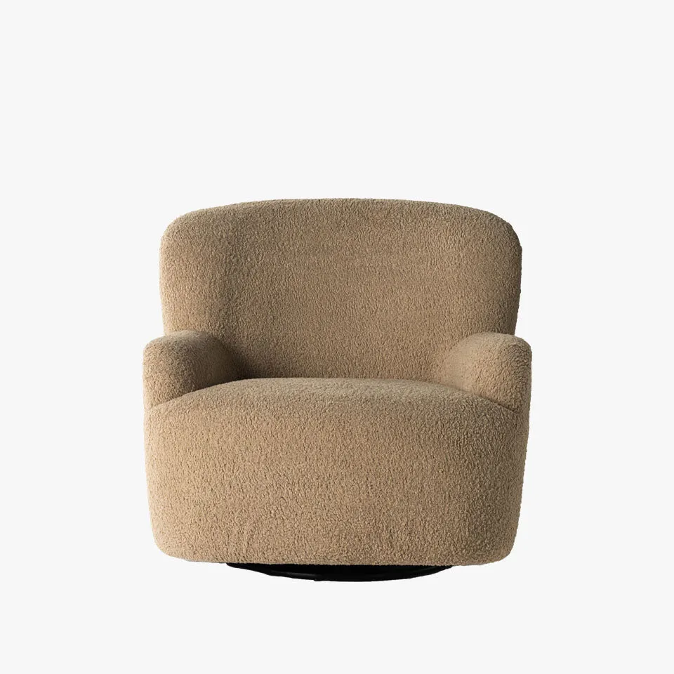 Four Hands Kadon Swivel Chair In Sheepskin Camel