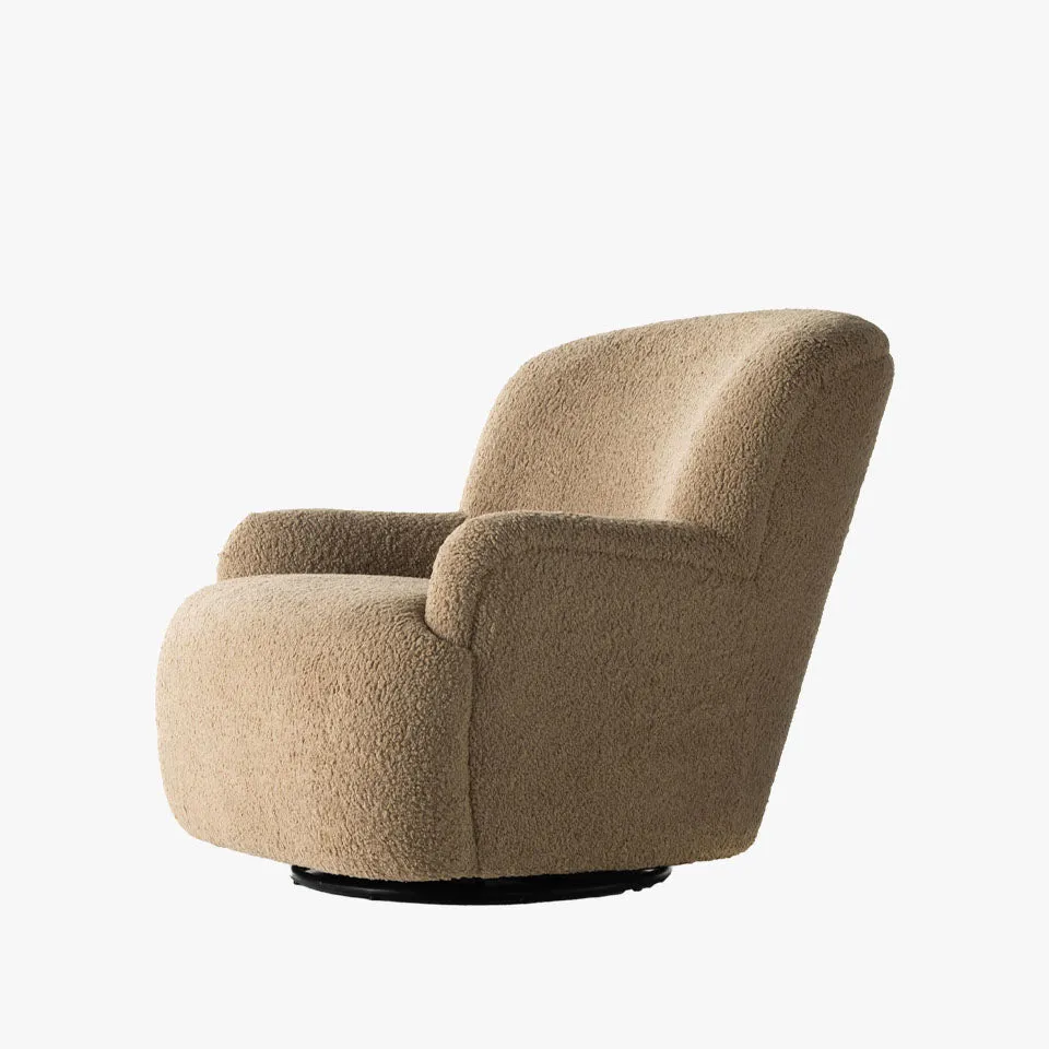 Four Hands Kadon Swivel Chair In Sheepskin Camel