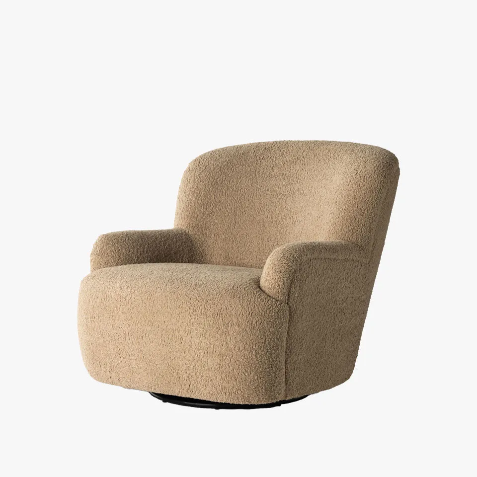 Four Hands Kadon Swivel Chair In Sheepskin Camel