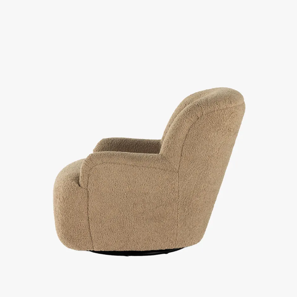 Four Hands Kadon Swivel Chair In Sheepskin Camel