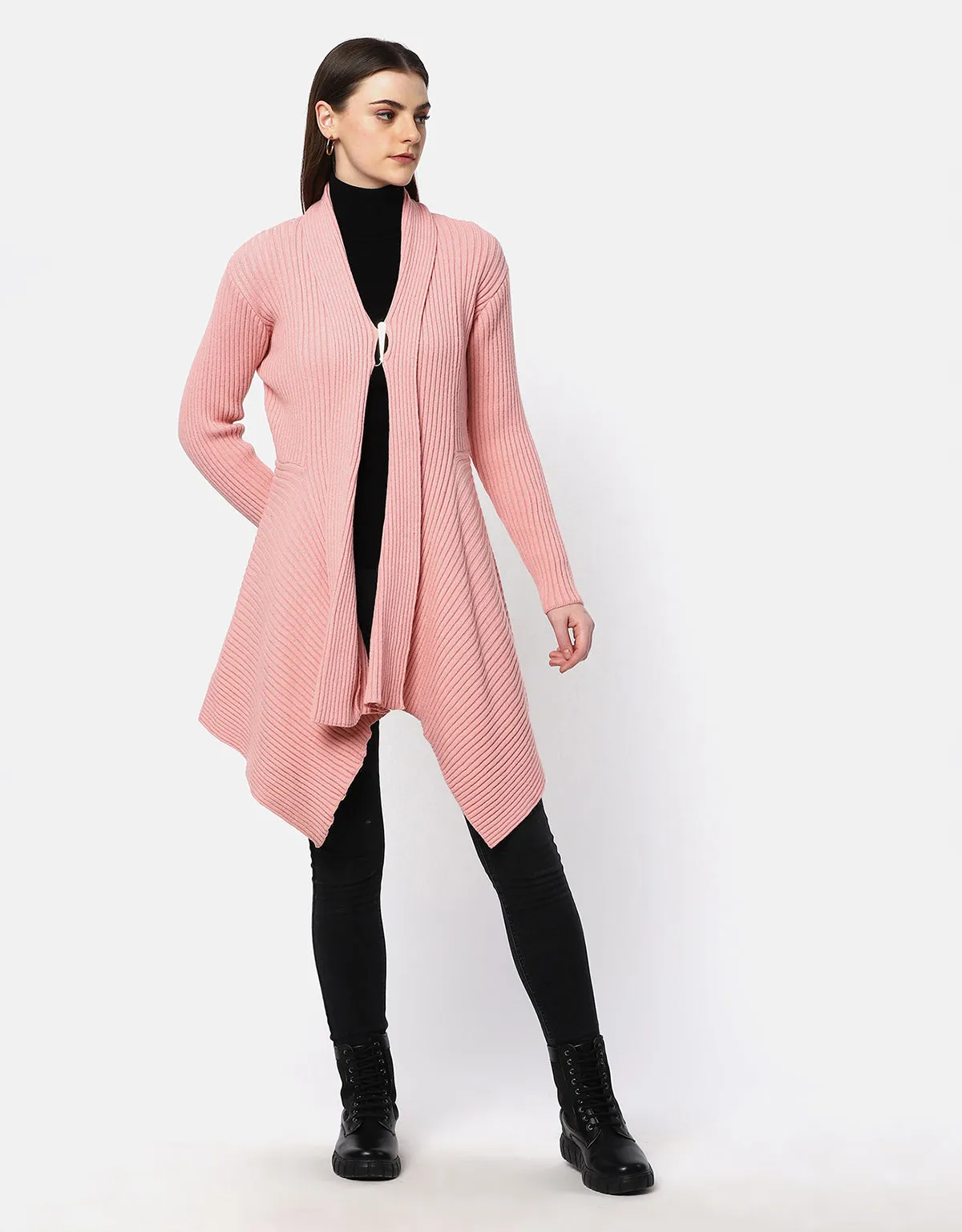 Herringbone Pattern Short Woolen Coat