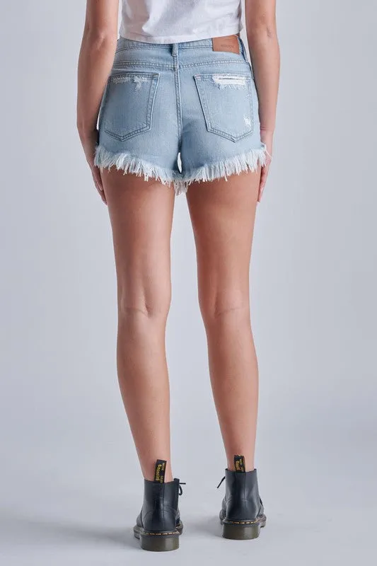 Hidden Finn Light Wash Distressed Vintage Mom Shorts