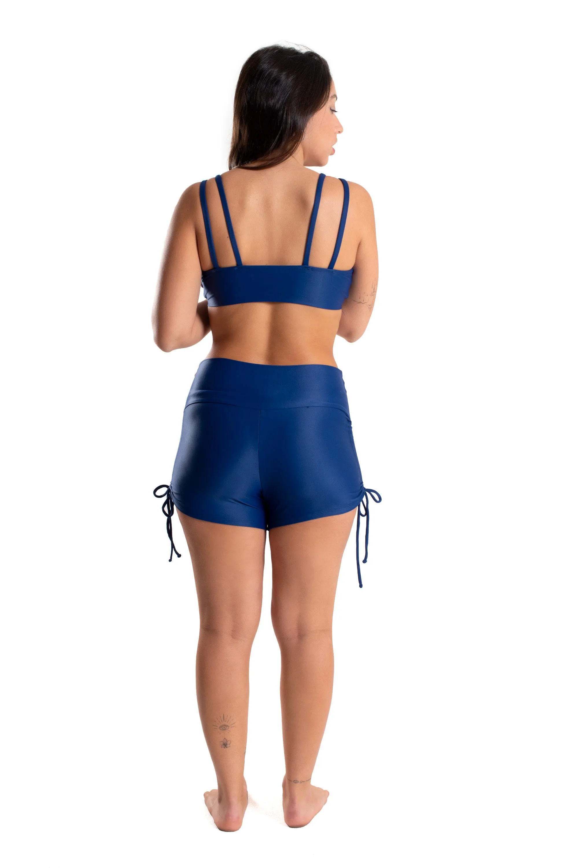 High Waist Side String Shorts, Navy Blue, Cool Form Light