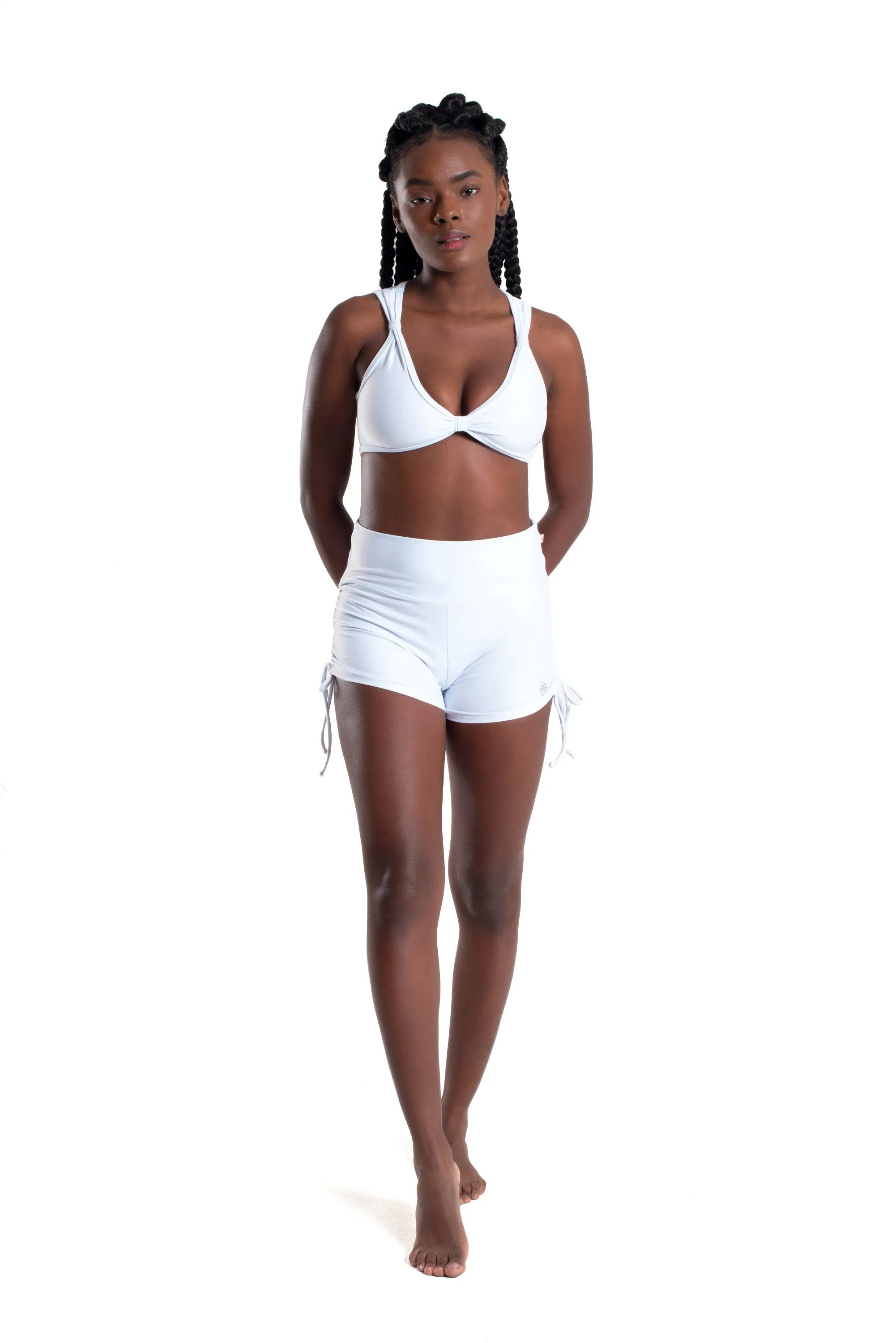 High Waist Side String Shorts, White, Ultra Cool Form Light