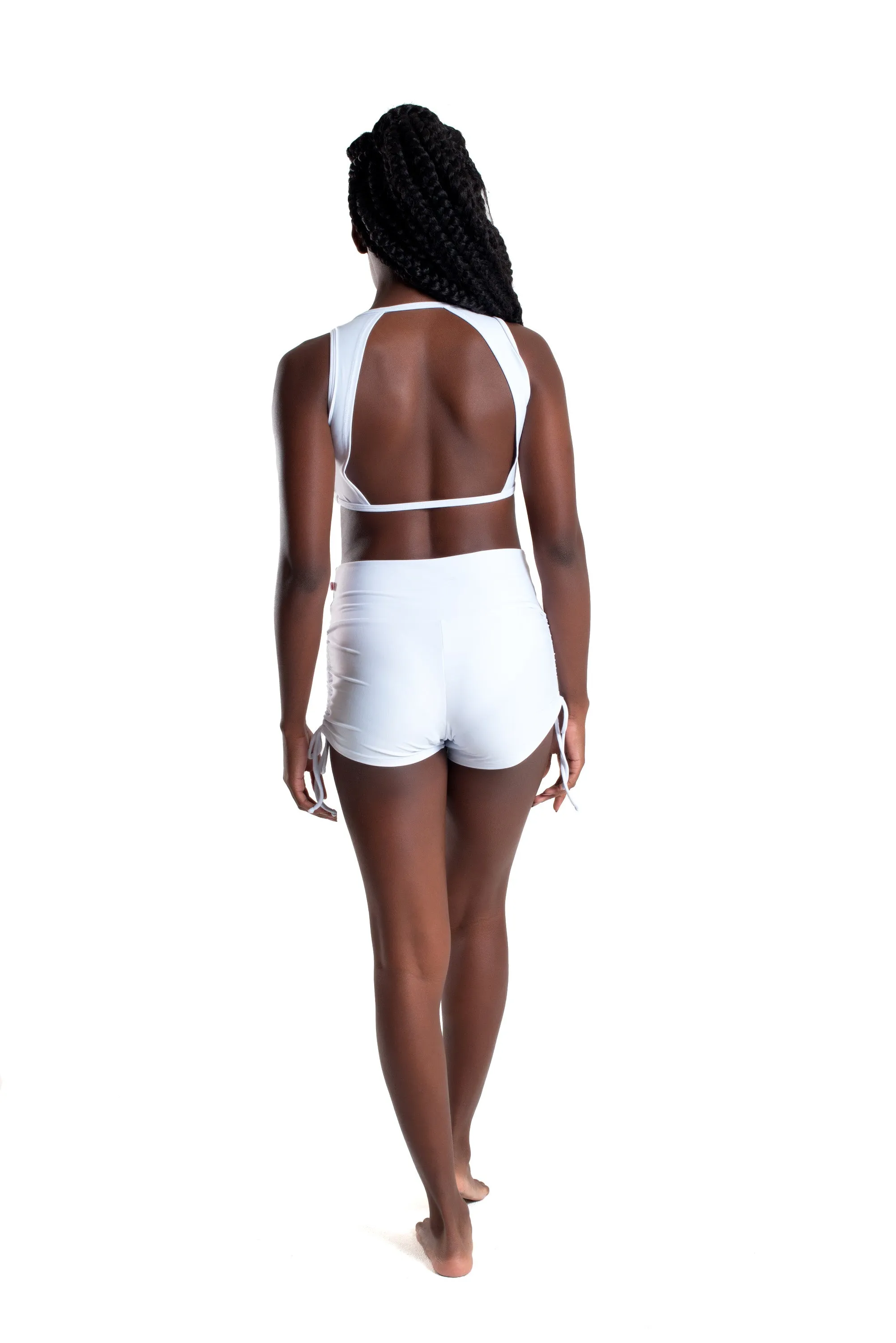 High Waist Side String Shorts, White, Ultra Cool Form Light