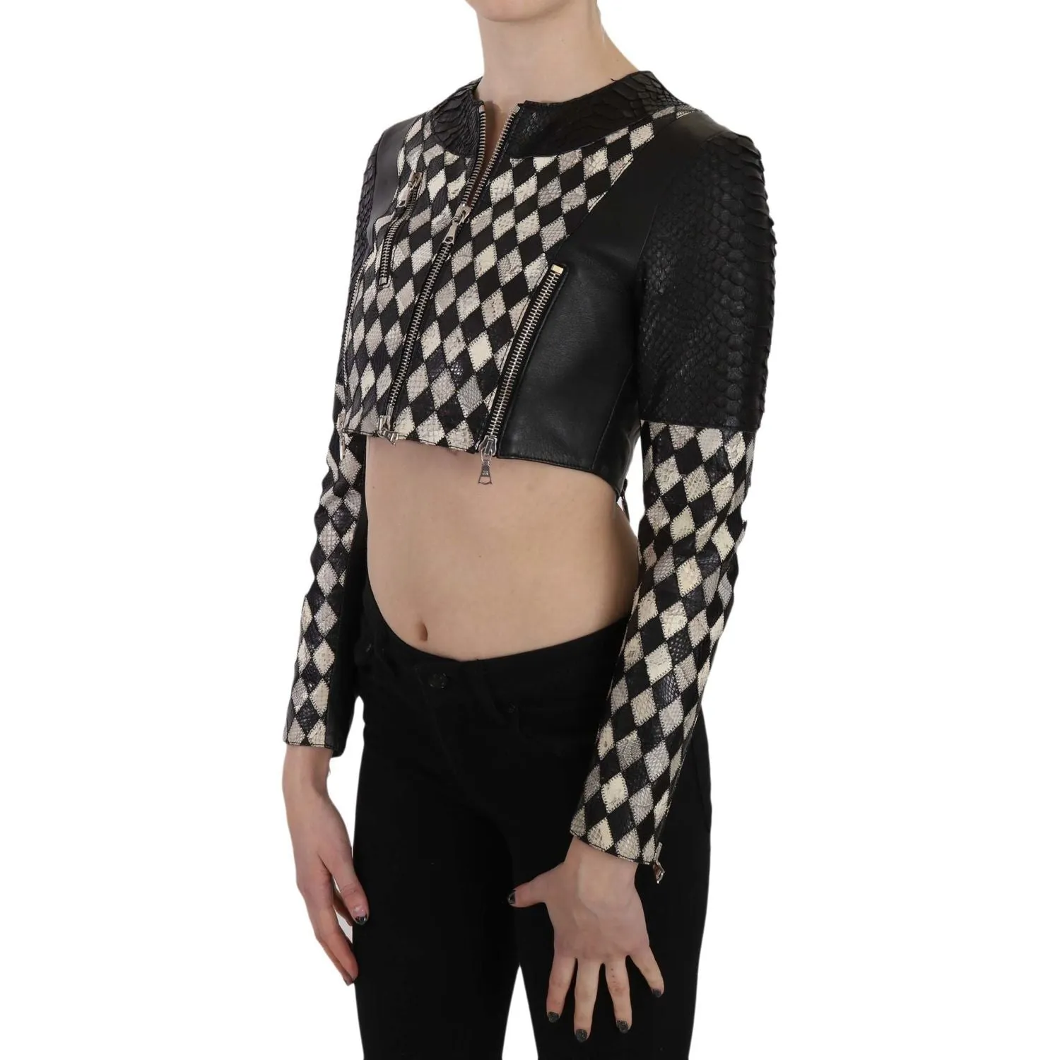 John Richmond Chic Biker-Inspired Cropped Leather Jacket