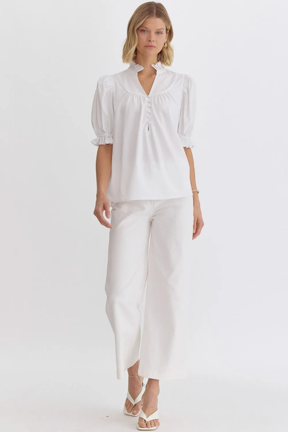 Katherine Puff Sleeve Top (White)