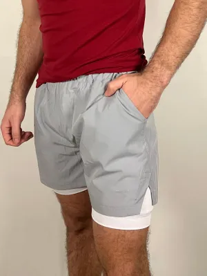 Light Grey/White performance Shorts