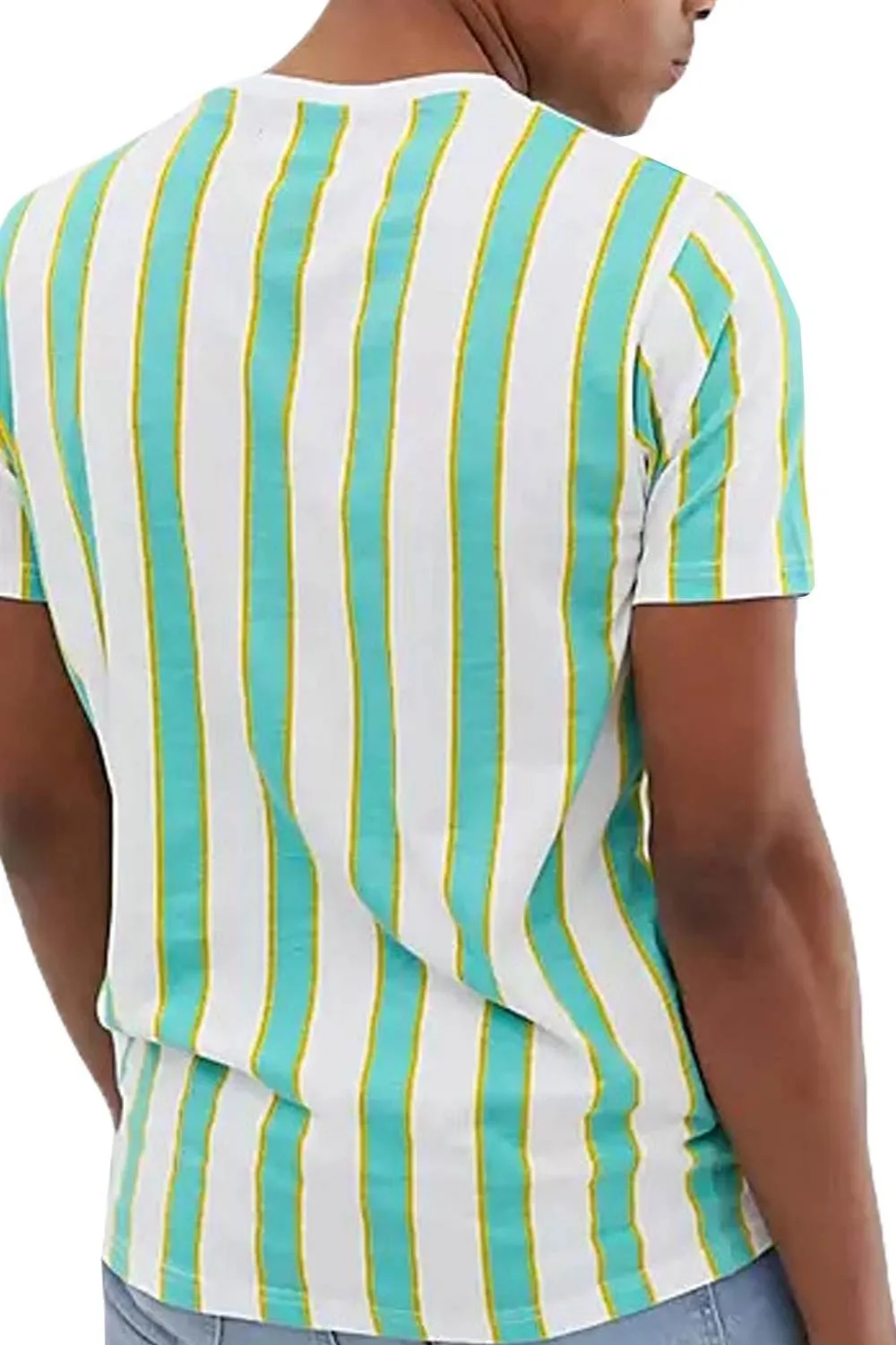 Mens Crew Neck Short Sleeve Striped T-shirt