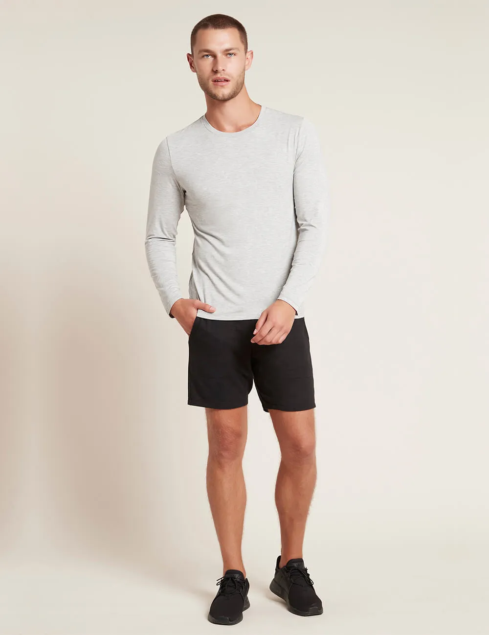 Men's Long Sleeve Crew Neck T-Shirt - Light Grey Marl