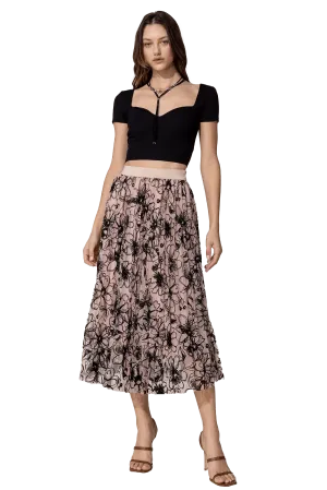 Miss Me Women's Mesh Pleated Floral Skirt