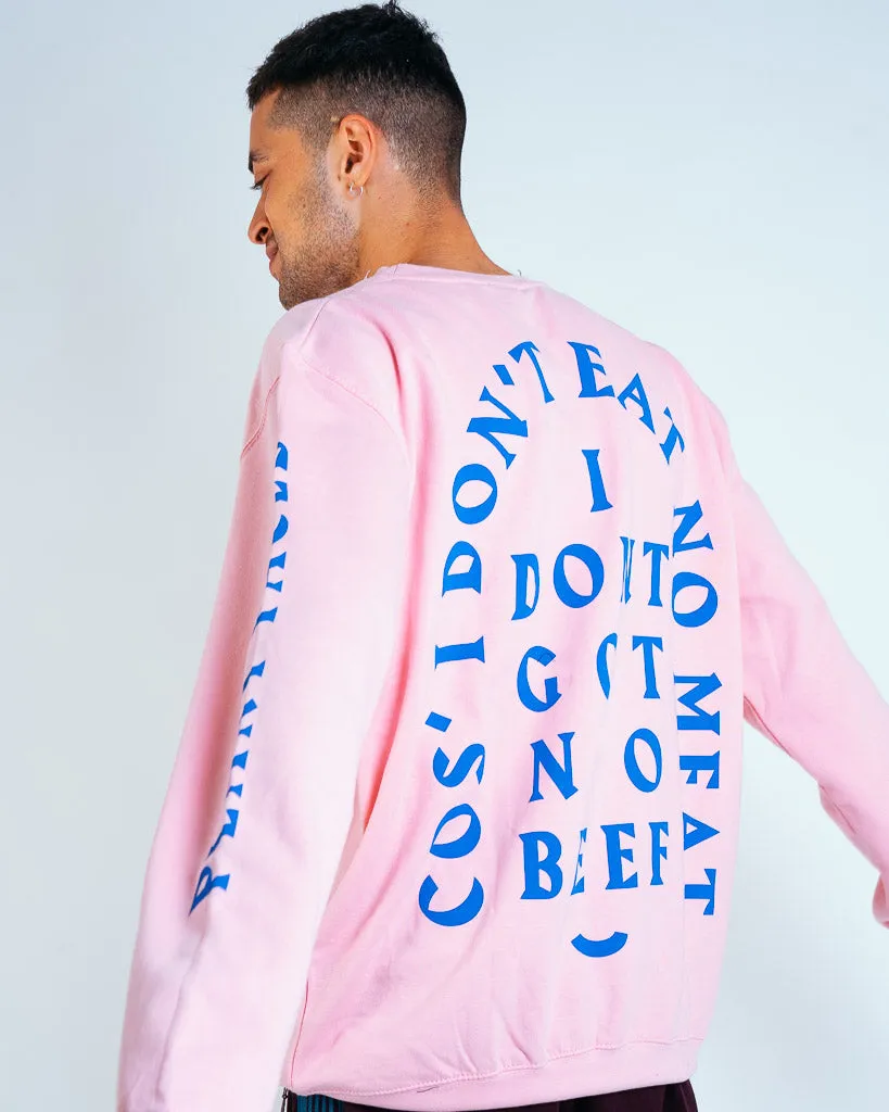 No Beef Sweater - Baby Pink x Electric Blue