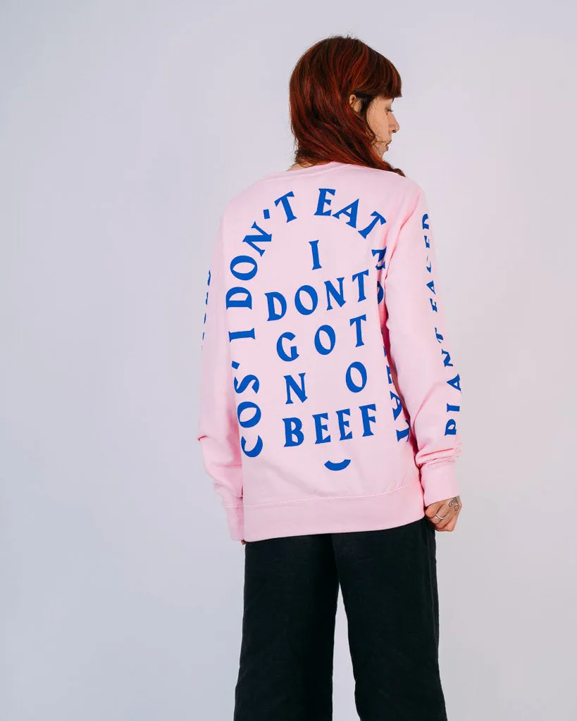 No Beef Sweater - Baby Pink x Electric Blue