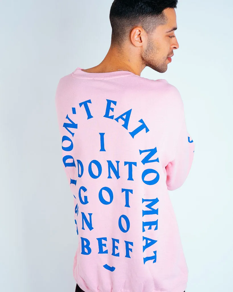 No Beef Sweater - Baby Pink x Electric Blue