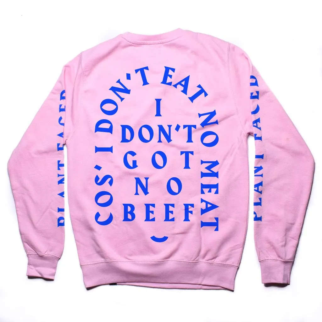 No Beef Sweater - Baby Pink x Electric Blue