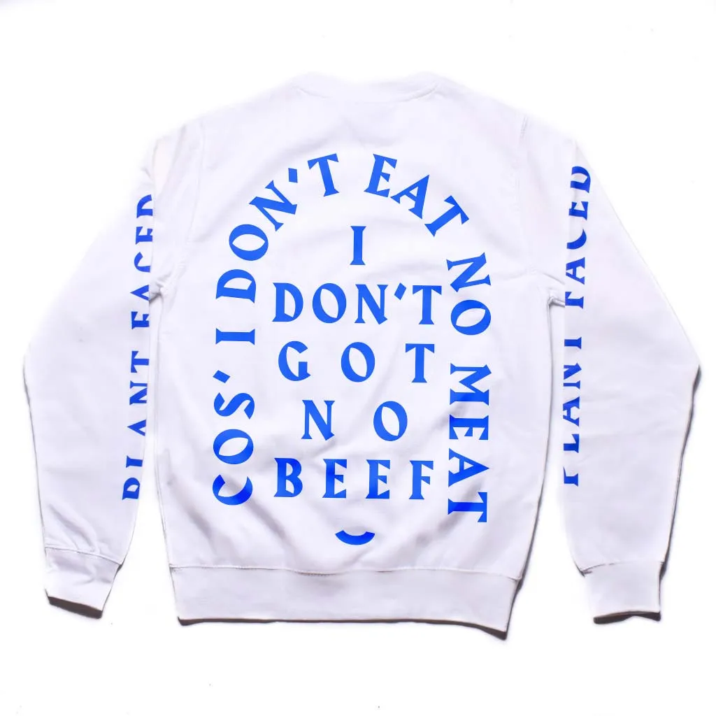 No Beef Sweater - White x Electric Blue - Unisex