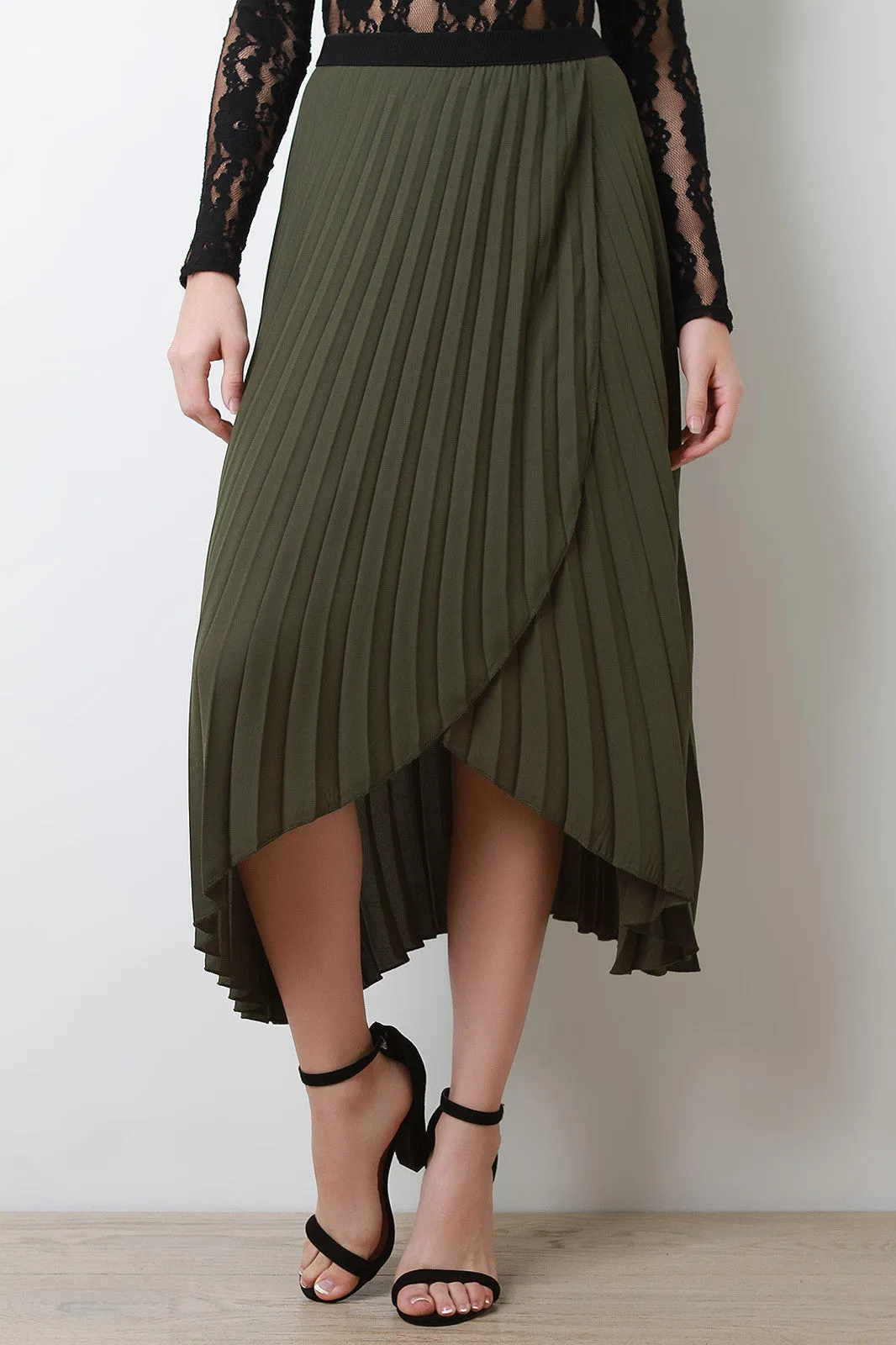 Pleated Chiffon Tulip Maxi Skirt