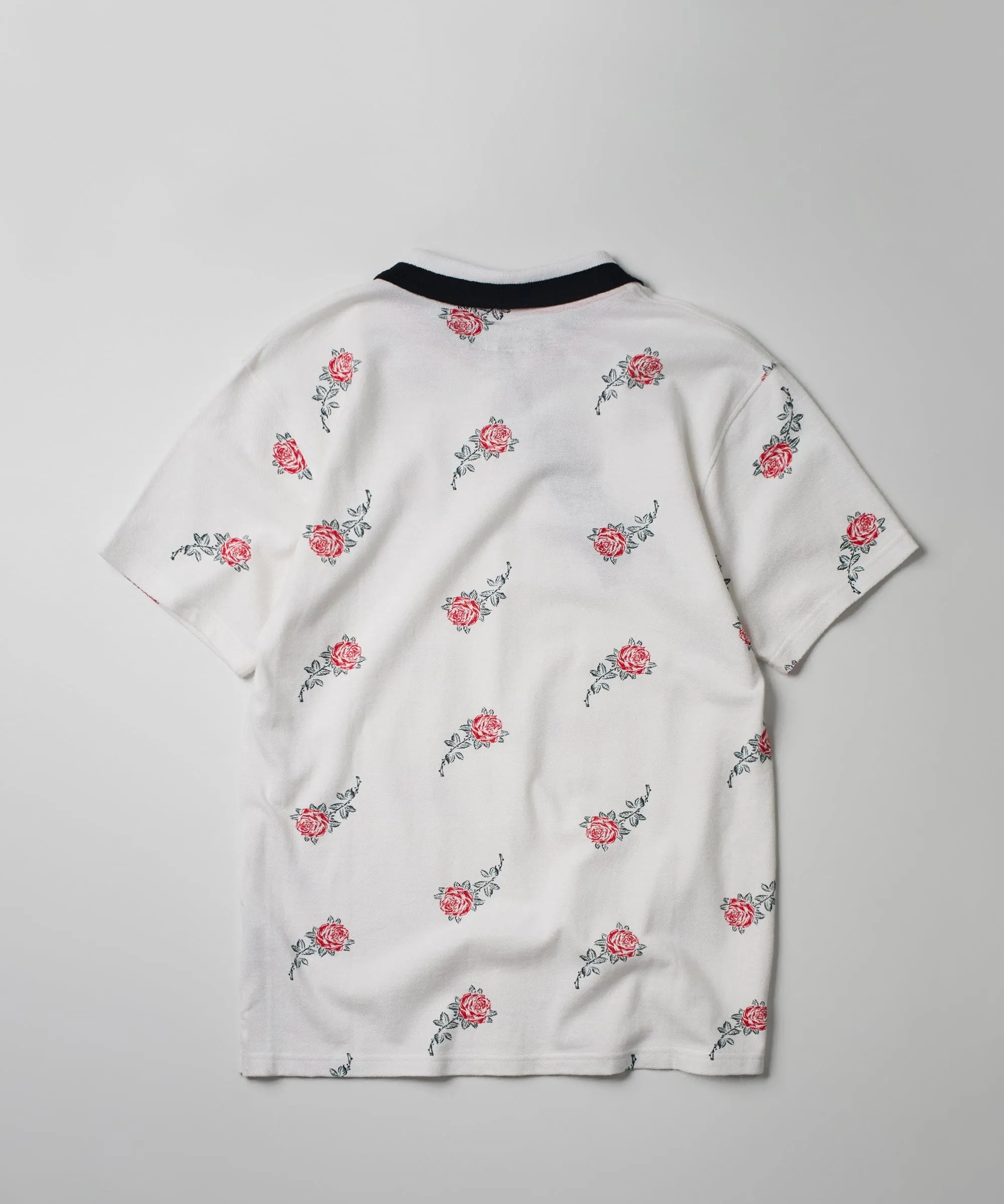 Rose Allover Print Polo - White