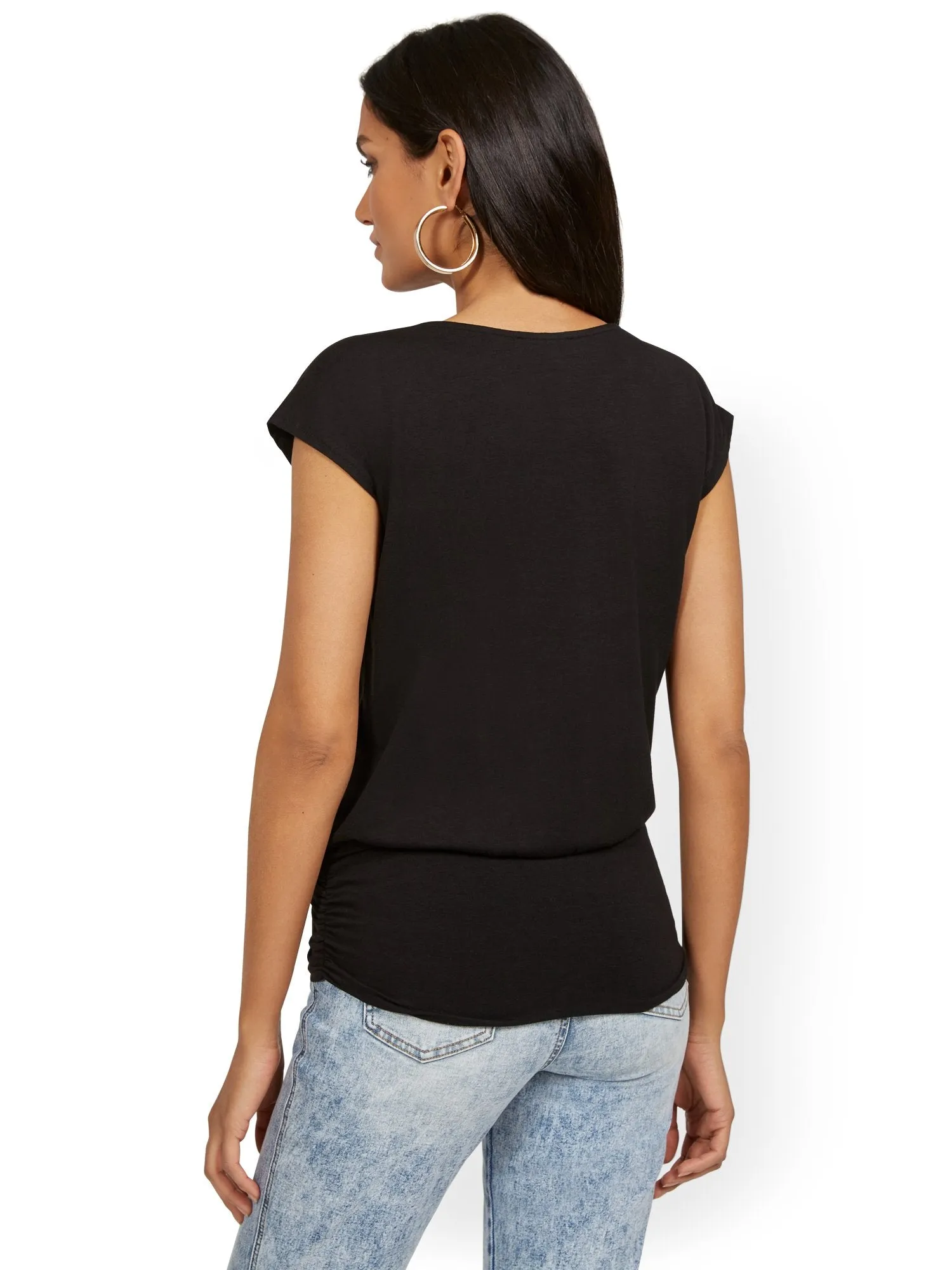 Short-Sleeve Bateau-Neck Top