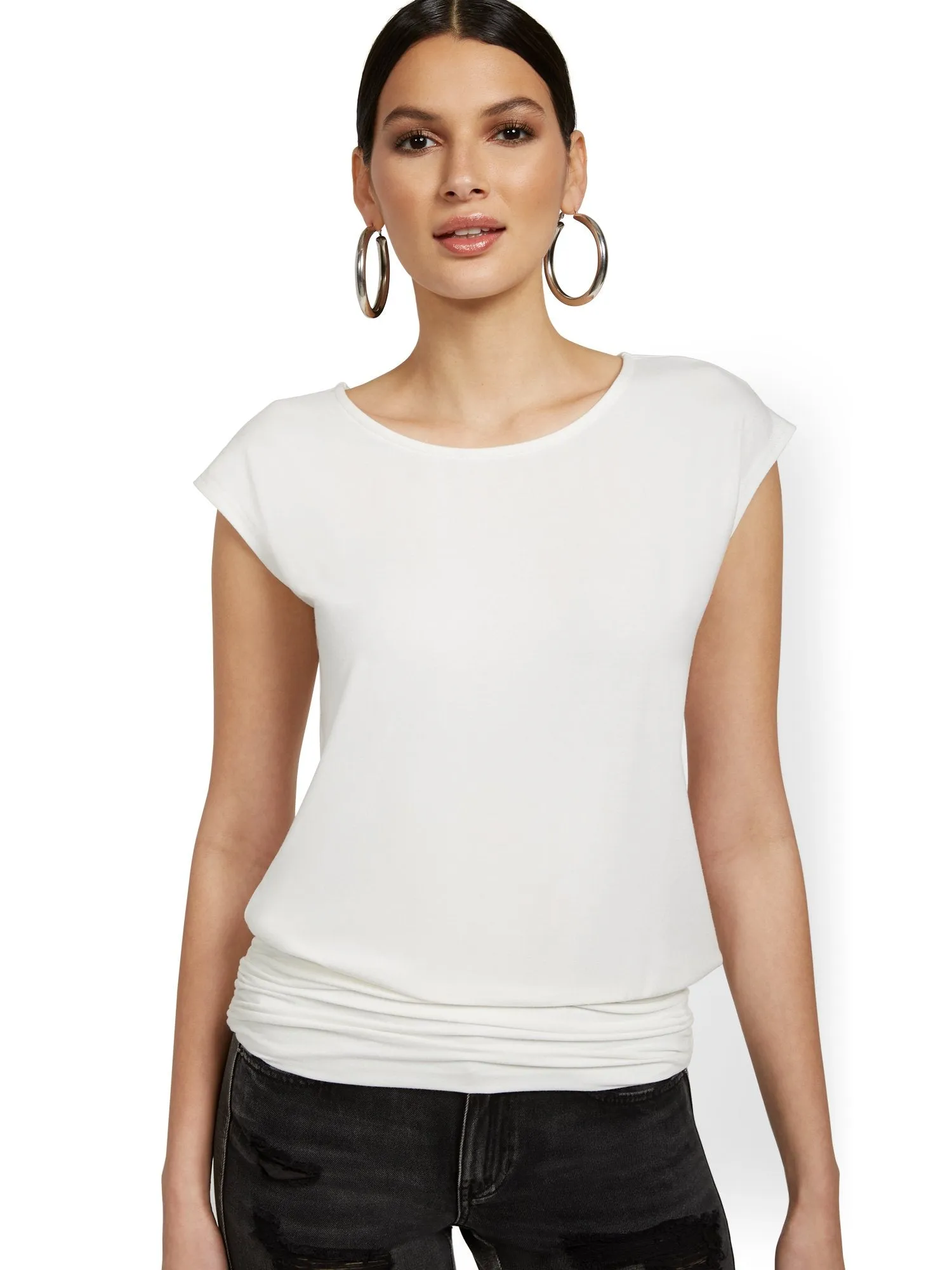 Short-Sleeve Bateau-Neck Top