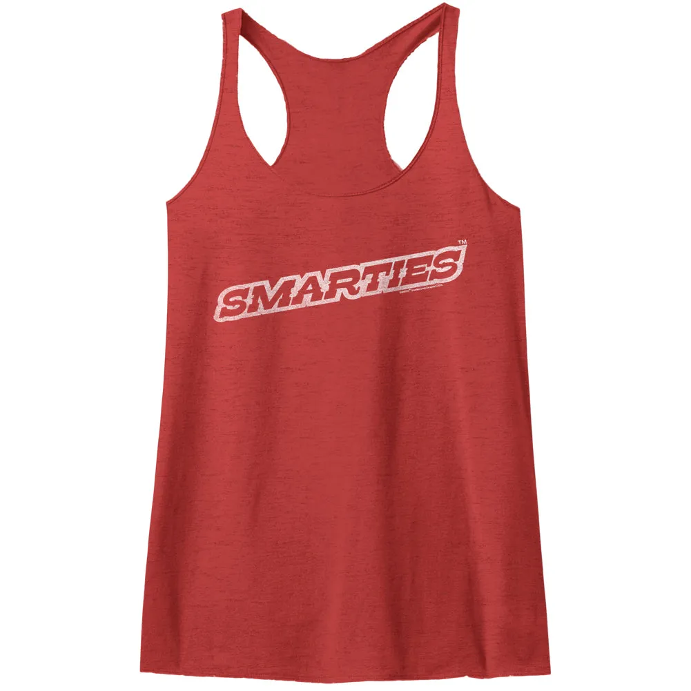 Smarties Simple Logo Women's Raw Edge Racerback