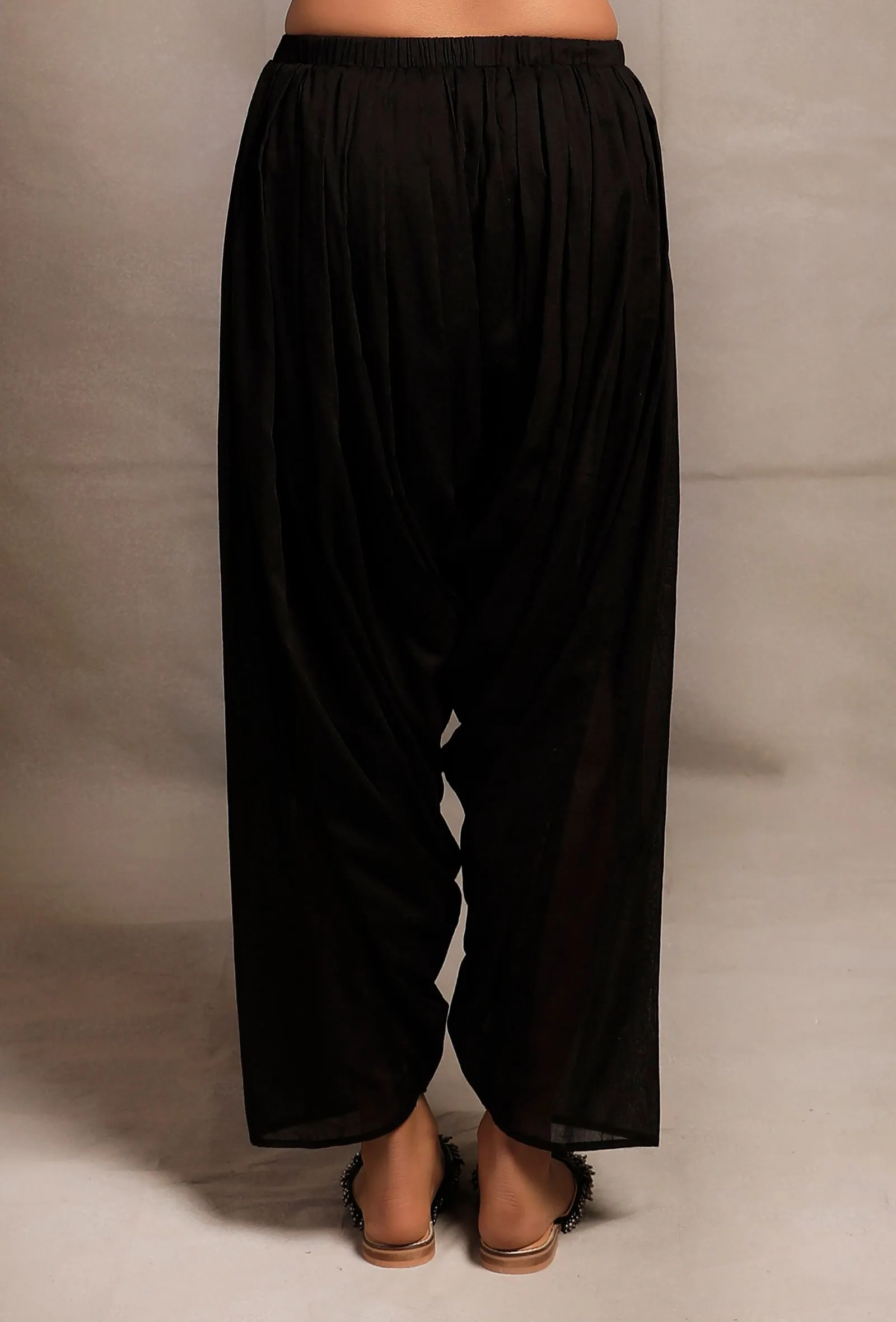 Solid Black Dhoti Pants