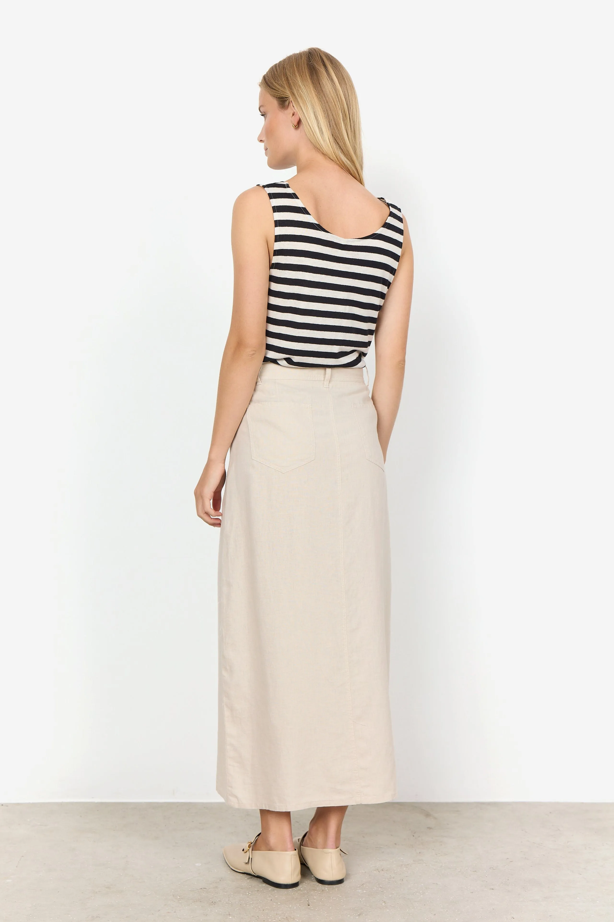 Soya Concept Stripe Vest Top Black Ivory