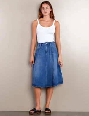 Spin Denim Midi Skirt