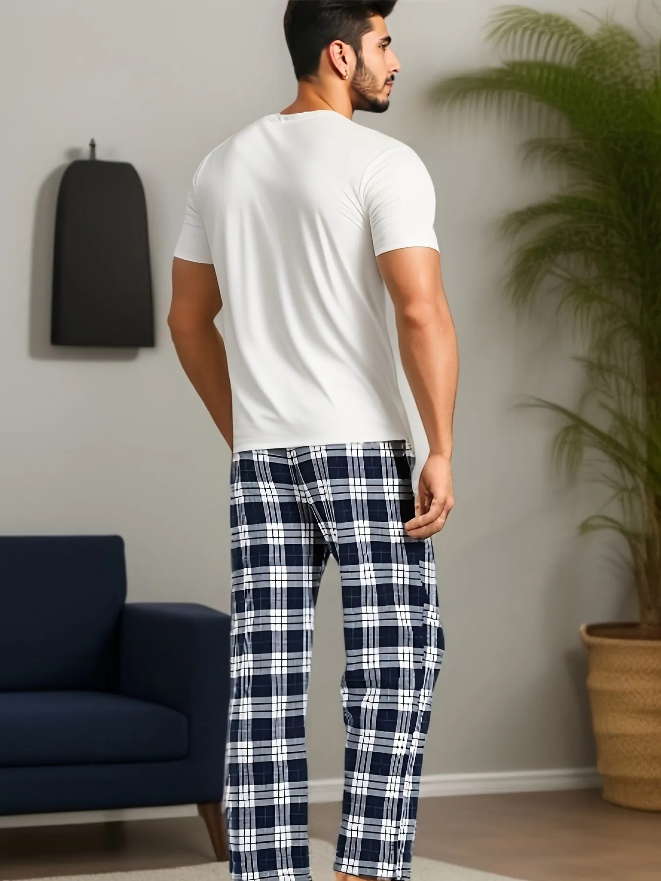 Stylish  Comfy Plaid Pants for Mens Casual Wear