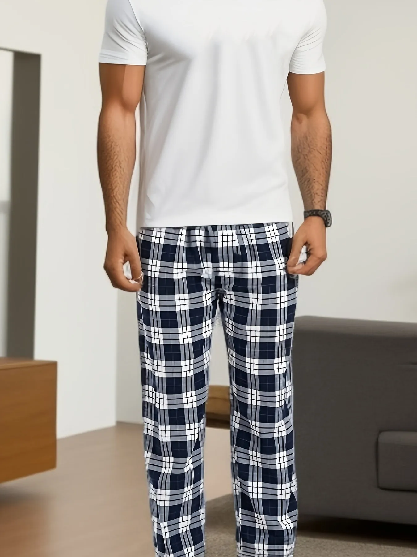 Stylish  Comfy Plaid Pants for Mens Casual Wear