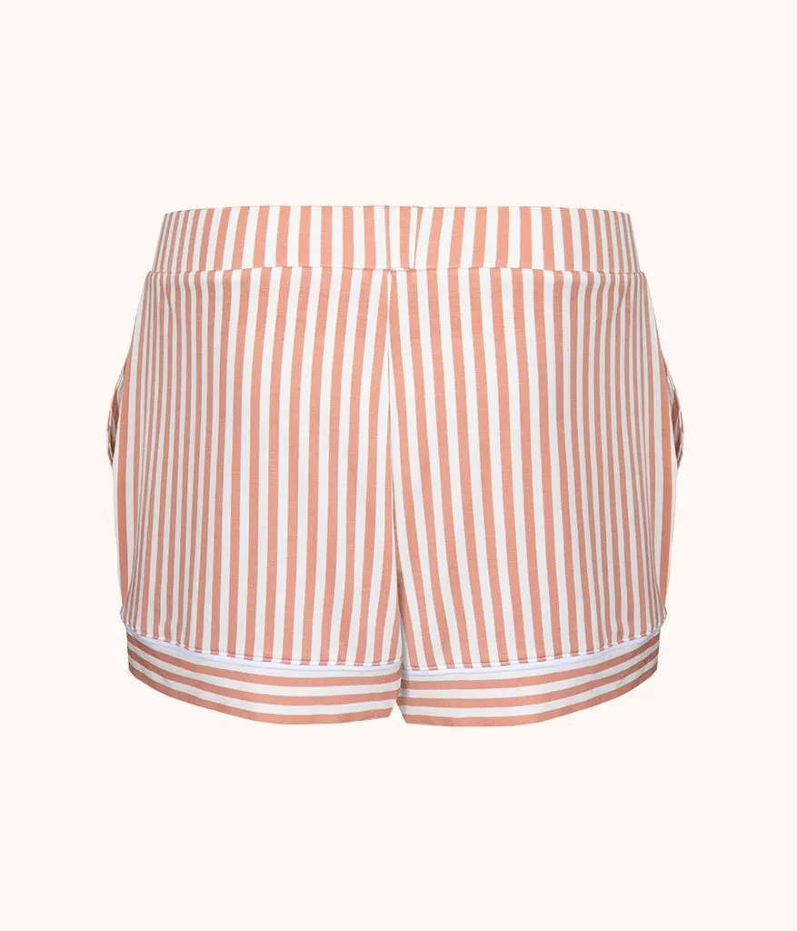 The All-Day Lounge Short - Print: Shell Pink Stripe