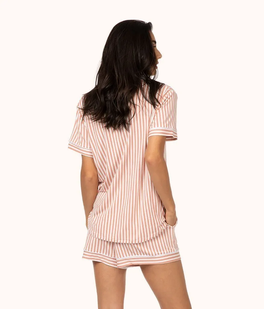 The All-Day Lounge Short - Print: Shell Pink Stripe