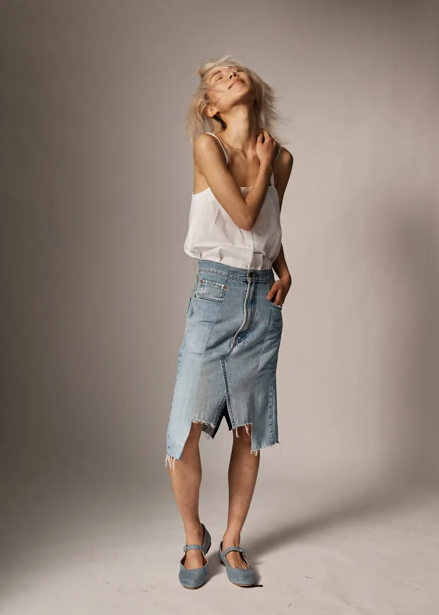 The Classic Light Blue Denim Skirt