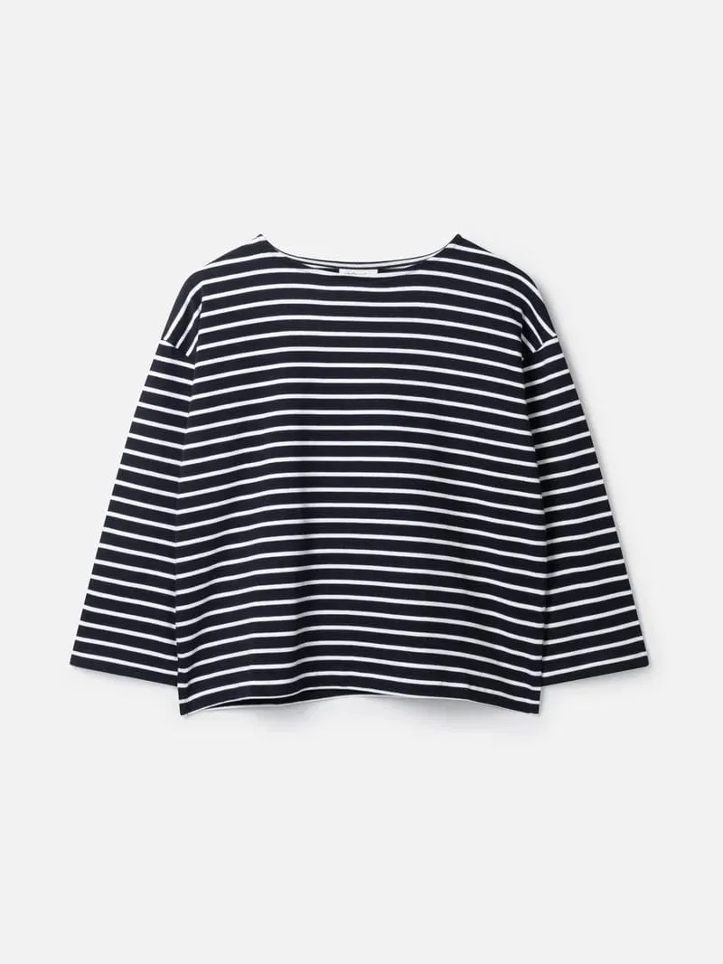 Thought Fairtrade Organic Cotton Breton Top - Navy